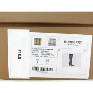 BURBERRY★素敵！DOLMAN NAVY GRAY KNITTED CHECK BOOTS $1000 BURBERRY DOLMAN NAVY GRAY KNITTED CHECK KNEE HIGH HEEL